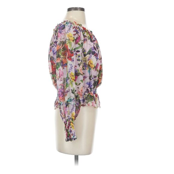 AQUA Ruffled Floral Sheer Blouse - Picture 5 of 9